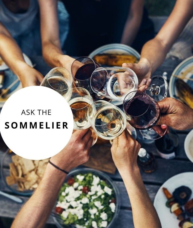 wine toast with barbecue food