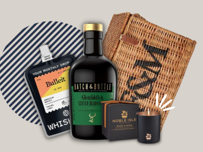 whisky gifts on grey background