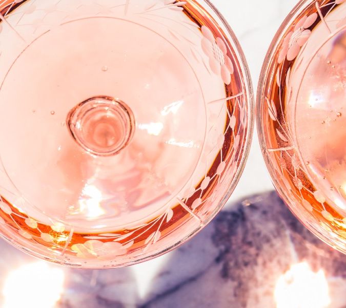 rosé wine glasses in sun