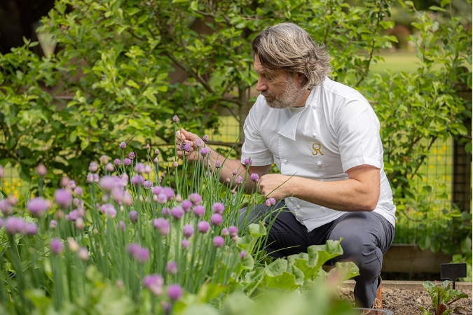 Chef Shaun Rankin in his restaurant's kitchen garden