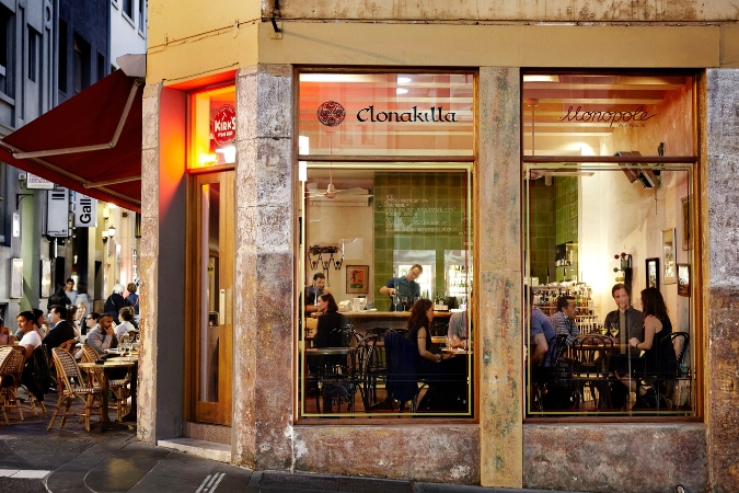 An outside shot of the Melbourne wine bar, Kirk's Wine Bar.