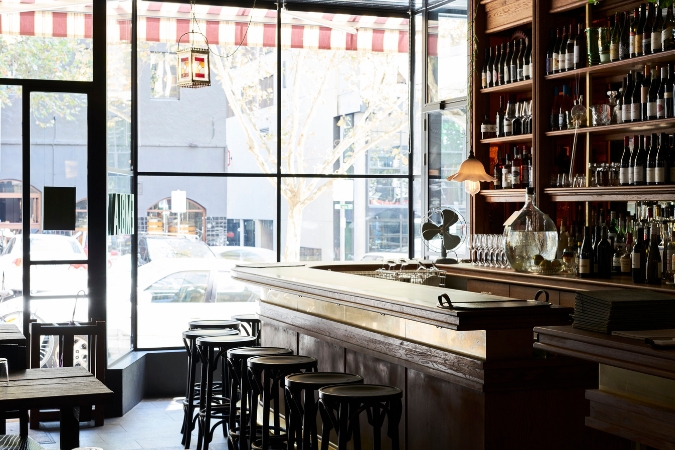 An image of the mixed modern and antique interiors of bar Embla, Melbourne.