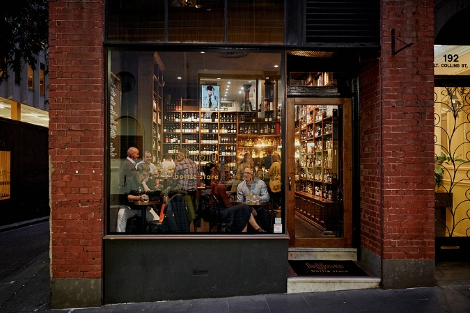 A snapshot of the outside of one of Melbourne's many wine bars, Bijou.