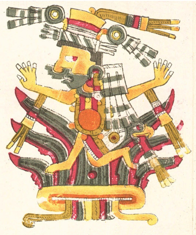 In the Codex Borgia, the goddess Mayahuel is depicted emerging from a maguey (agave) plant