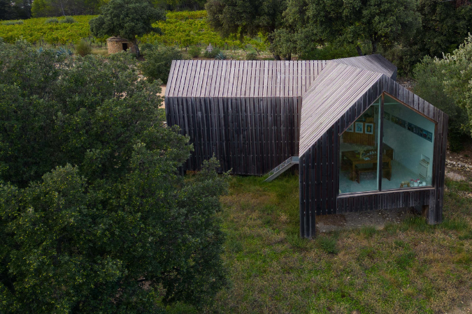 The contemporary architecture of Rhone winery, Domaine la Cabotte