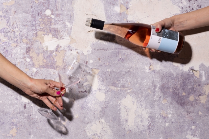 The Gentle Wine's mid-strength wine being poured into a glass