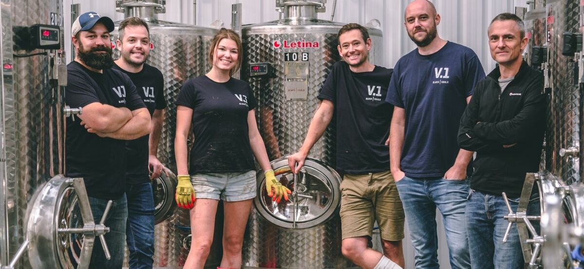 jacob leadley and team at black chalk winery