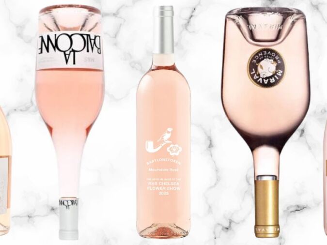 supermarket rosé wine bottle collage