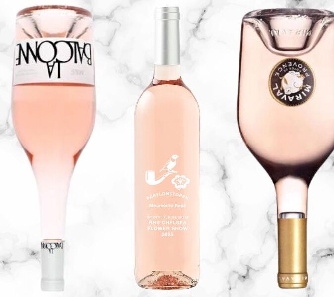 supermarket rosé wine bottle collage