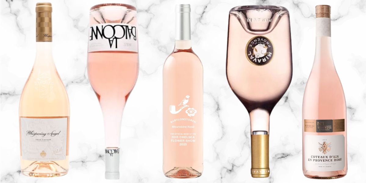 supermarket rosé wine bottle collage