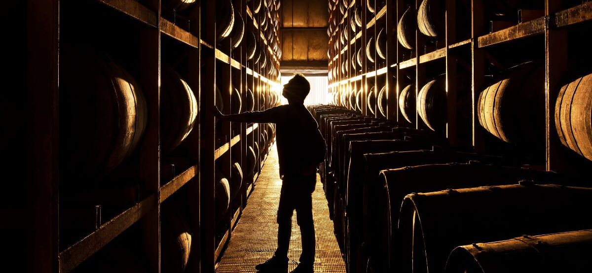 inside warehouse of paul john whisky distillery