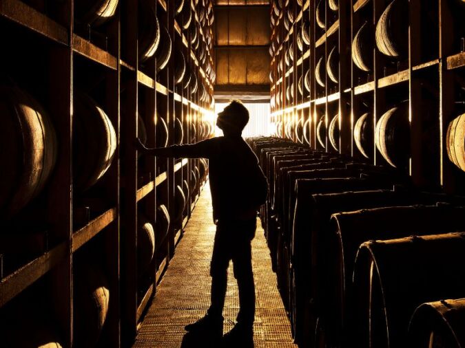 inside warehouse of paul john whisky distillery