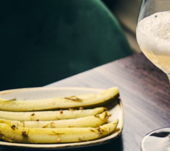 pickle plate and pet nat wine at aspen and meursault