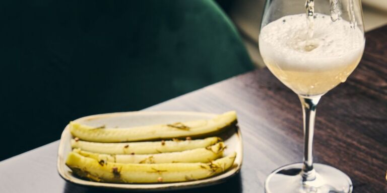 pickle plate and pet nat wine at aspen and meursault