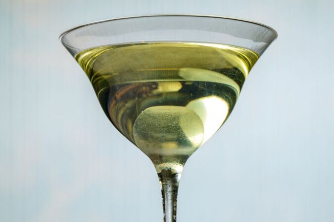 cocktail in martini-style glass at utopic bar
