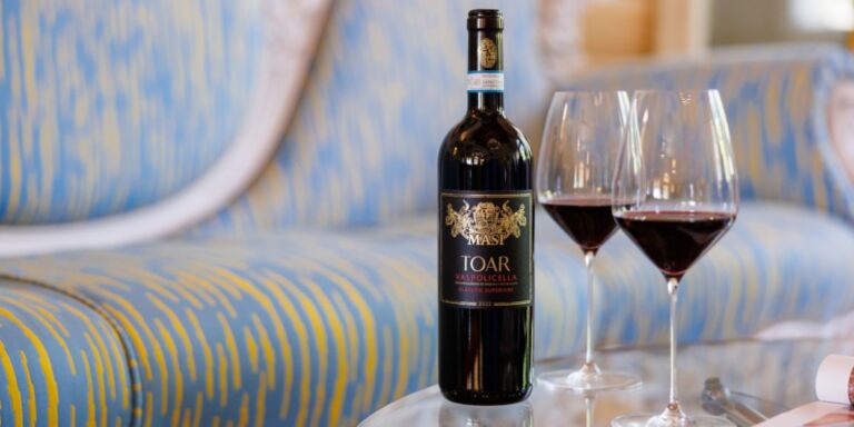 masi toar wine with glasses